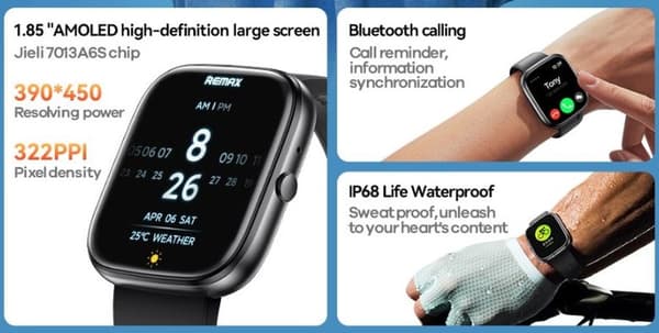 REMAX SMARTWATCH WATCH25 SVART