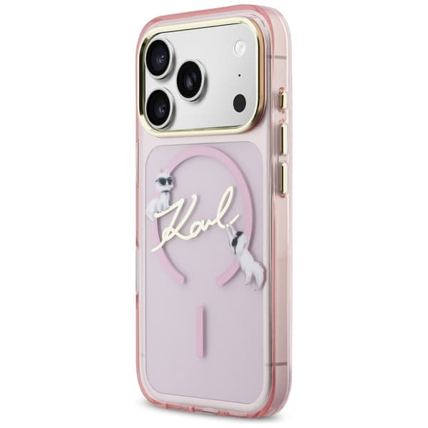 Karl Lagerfeld-fodral för iPhone 17 Pro Max 6,9\" IML Choupettes Karl Script Logo MagSafe rosa