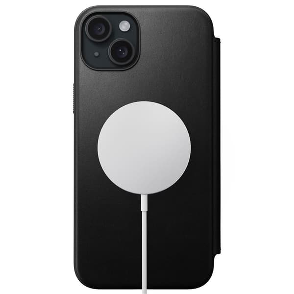 Nomad Modern Leather Folio-fodral för iPhone 15 Plus 6,7\" svart
