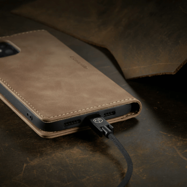 Läderfödral caseme 0013 för iphone 12 pro max ljusbrun