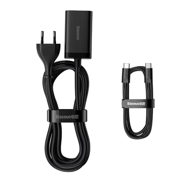 Baseus väggladdare GaN3 Pro PD 65W 2x USB-C 2x USB svart + USB-C - USB-C-kabel