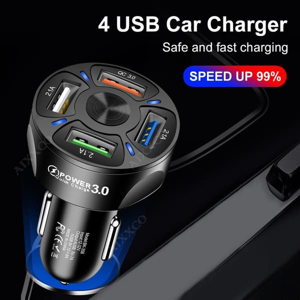 3-Portar USB-billaddare