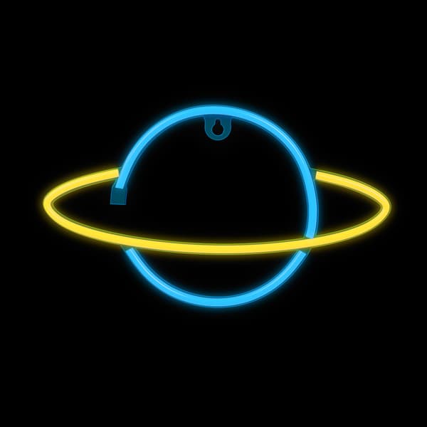 Neon LED-ljus SATURN gulblå Fladdermus + USB FLNE11 Forever Light