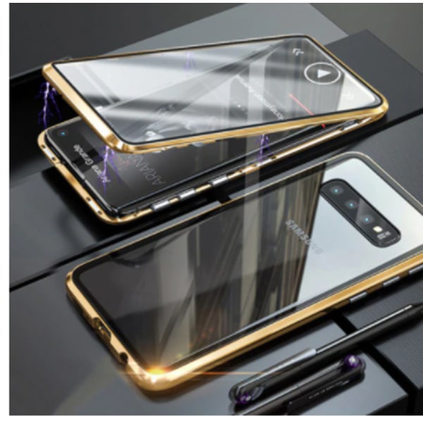 Dubbelsidigt glas magnetisk metall för Samsung Note 10 plus guld guld
