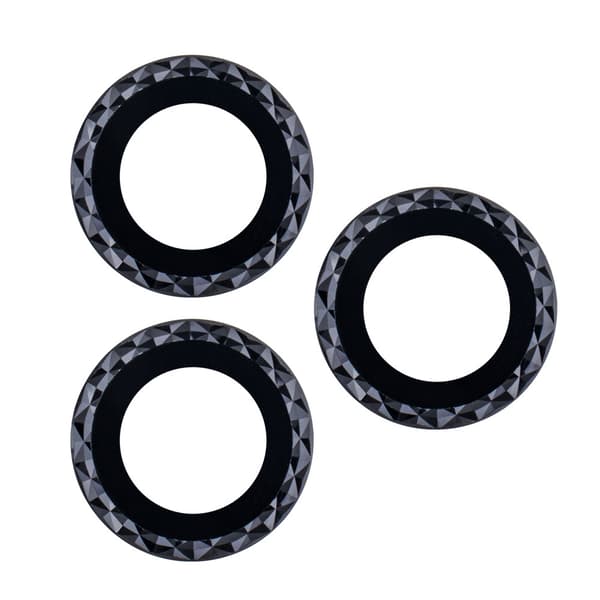 Set med linsskydd för iPhone 12 svart romb (2 st)