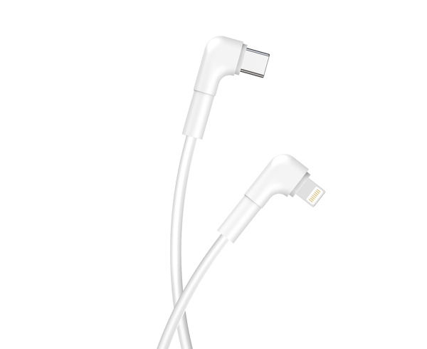 Maxlife MXUC-09 vinklad kabel USB-C - Lightning 1,0 m 27W vit vit