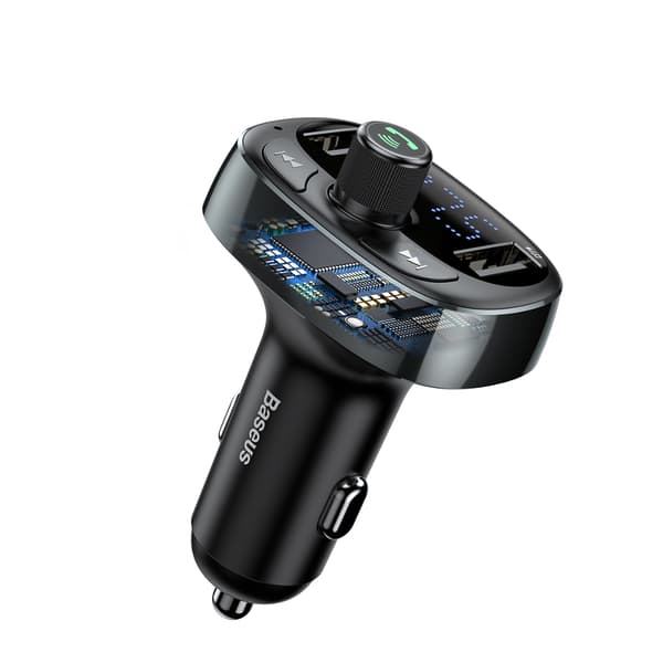 FM Transmitter for Car - Baseus T Shaped S-09 Bluetooth MP3 Car Charger - Black