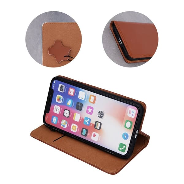 Äkta läderfodral för iPhone 13 Pro – Brun brun