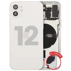 Bakre hölje med smådelar för iPhone 12 (amerikansk version) (begagnad OEM-dragning: Grade B) (vit) vit