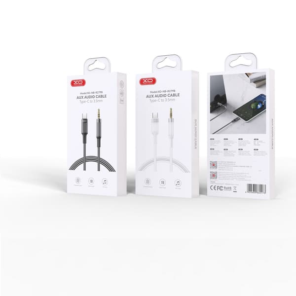 XO ljudkabel NB-R279B USB-C - jack 3,5mm 1,0m vit vit