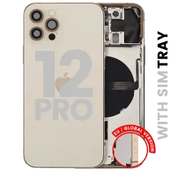 Baksida med smådelar för iPhone 12 Pro (EU / Global version) (Begagnad OEM-dragning: Klass A) (Guld) guld