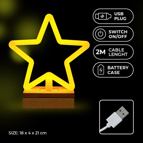 Neon Wood Stand LED STAR varmvit FLNW04 Forever Light