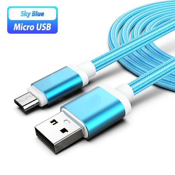 2 st 3m för laddnings kabel(micro-usb) för PS4-kontroll|svart blå