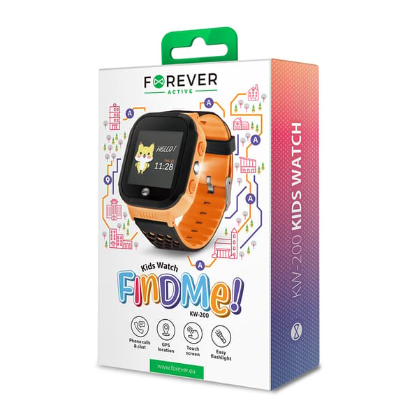 Forever GPS barnklocka Find Me KW-200 orange
