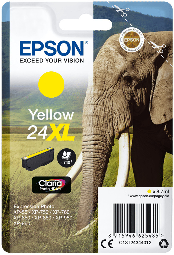 Epson 24XL Gul 740 sidor bläck C13T24344012