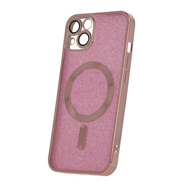 Glitter Chrome Mag-fodral för iPhone 15 plus rosa rosa