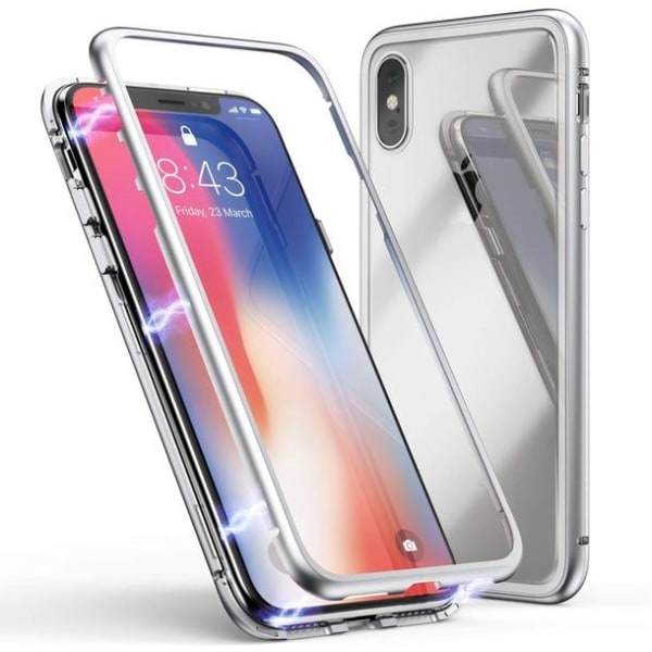 magneettikotelo karkaistulla lasilla iphone Xs max silverille "Silver"
"Silver"