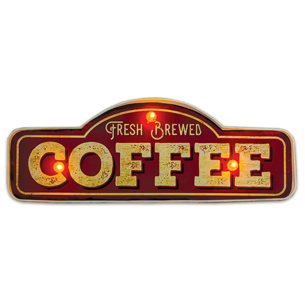 RETRO Metallskylt LED Fresh Brewed Coffee Forever Light