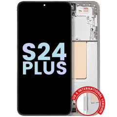 OLED-enhet med ram för Samsung Galaxy S24 Plus 5G (amerikansk och internationell version) (Service Pack) (Marmogrå) grå