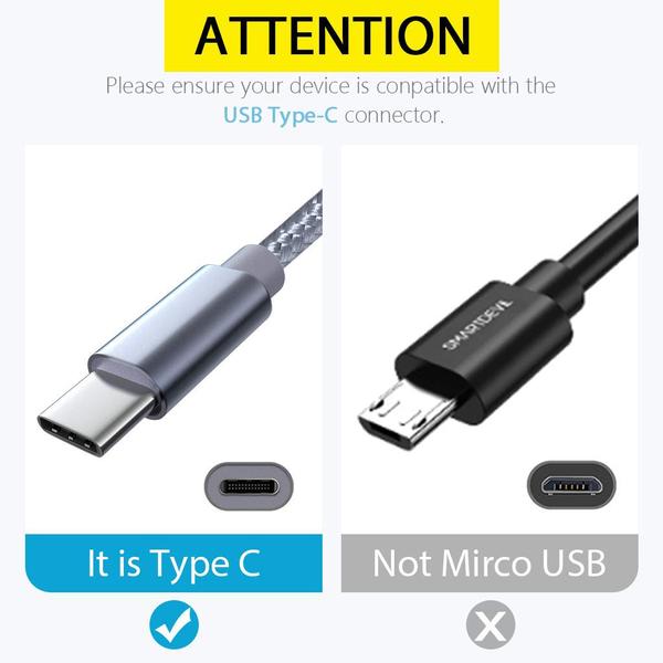 3 st hög kvalitet 1 m  usb-c - svart