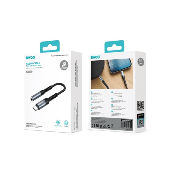 BWOO Adapter AUX 3 5mm - USB-C svart BZ47 svart