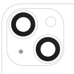 Bakre kameralins (endast glas) med lim för iPhone 14 / 14 Plus (2-delat set) (Eftermarknad Plus)