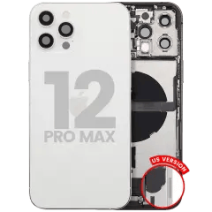 Baksida med laddningsport flex & smådelar för iPhone 12 Pro Max (amerikansk version) (begagnad OEM-del: Grade B) (silver) silver
