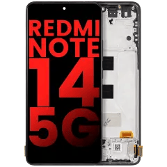OLED-enhet med ram för Xiaomi Redmi Note 14 5G (Eftermarknad Plus) (Midnattsvart)