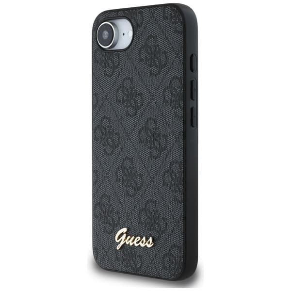 Guess HC MagSafe 4G PU Script Logo fodral för iPhone 16e svart