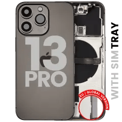 Baksida med smådelar för iPhone 13 Pro (EU / Global version) (Begagnad OEM-dragning: Klass A) (Grafit)