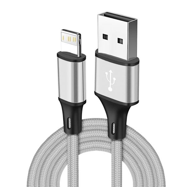 2 st 3m långt Nylon Flätad USB-kabel för iPhone röd röd