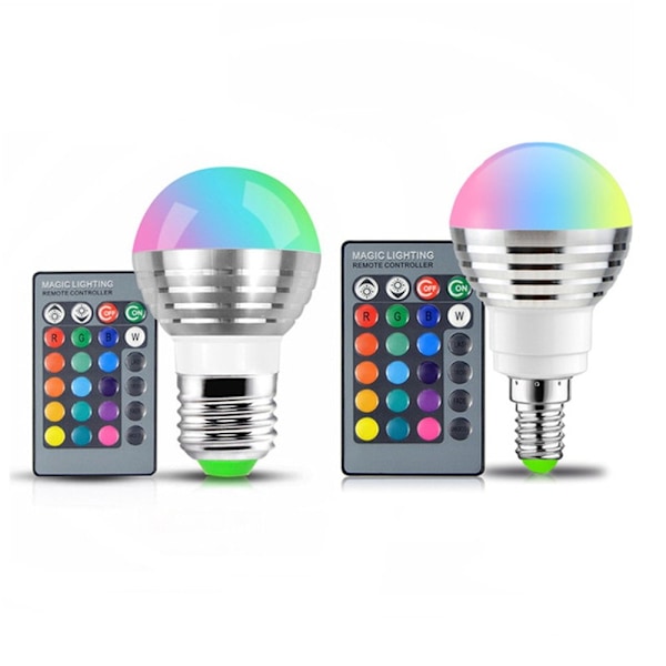 2 st E14 RGB LED-lampa 16 Färg flerfärgad