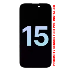 OLED-enhet med förmonterad flexkabel för närhetssensor till iPhone 15 (Service Pack)