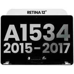 Komplett LCD-skärmmontering för MacBook 12\" A1534 (2015-2017) (Begagnad OEM-dragning: Klass B) (Rymdgrå) svart