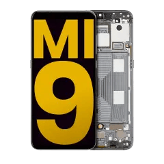 OLED-enhet med ram för Xiaomi Mi 9 (renoverad) (Piano Black) svart