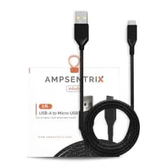 Micro USB till USB Typ A-kabel (1 m / 3 fot) (AmpSentrix Infinity) (Svart) svart