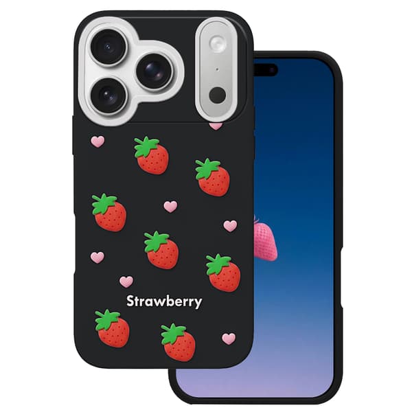 Jordgubbsfodral för iPhone 17 Pro / 18 Pro 6,3'' svart