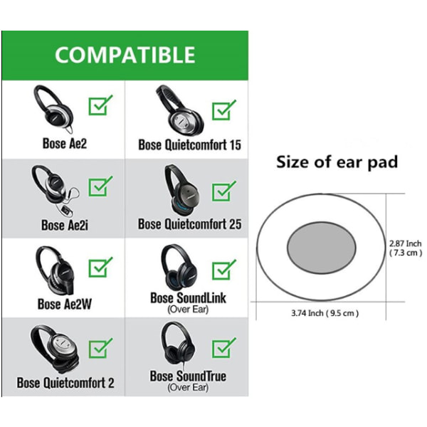 Ersättnings öronkuddar  för Bose QuietComfort svart svart