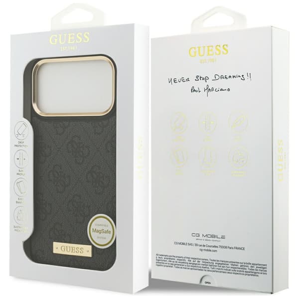 Guess 4G Logo Plate MagSafe fodral för iPhone 17 Pro Max svart