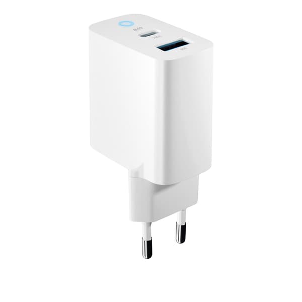 Forever TC-06-65AC GaN PD QC laddare 1x USB-C 1x USB 65W vit vit