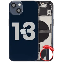 Baksida med smådelar för iPhone 13 (amerikansk version) (begagnad OEM-dragning: Grade B) (Midnight)
