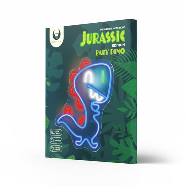 Neon PLEXI LED JURASSIC BABY DINO blå FLNJ01 Forever Light blå