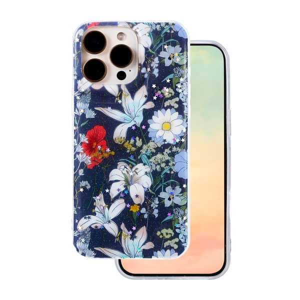 Glow Glam skal för iPhone 16 Pro Max blå