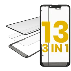 3 i 1 (Glas med OCA förmonterat + ram) för iPhone 13 (OCA Master)