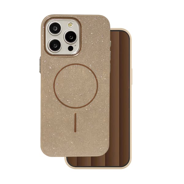 Glitter Thin Mag-fodral för iPhone 16 Pro 6,3\" brun