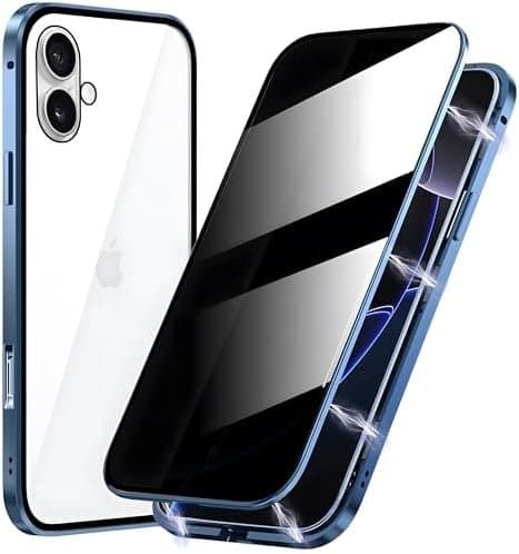 Sekretess dubbelt magnetiskt Skal för iPhone 16 Pro – Blå