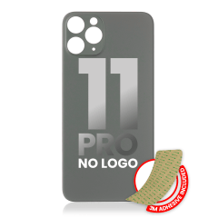 Bakglas med 3M-lim för iPhone 11 Pro (ingen logotyp / stort kamerahål) (midnattsgrön) svart