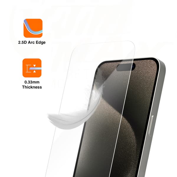Vmax härdat glas 2,5D Normalt klart glas för iPhone 15 Pro 6,1\"