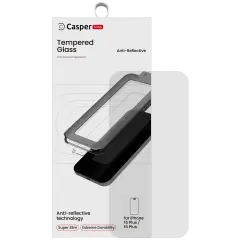 Casper Snap Härdat Glas Kompatibel med iPhone 15 Plus / 16 Plus (Detaljhandelsförpackning) (AR Clear)