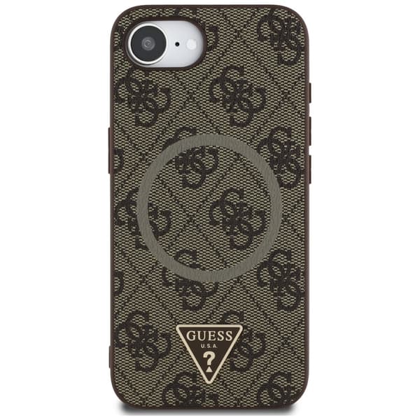 Guess HC MagSafe PU 4G Ring Triangle Logo skal för iPhone 16e Brun